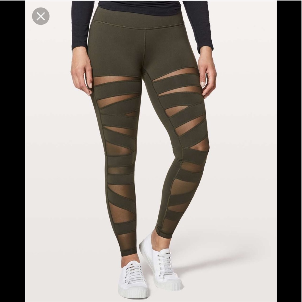 Lululemon Wunder Under Tight Tech Mesh Green - image 3